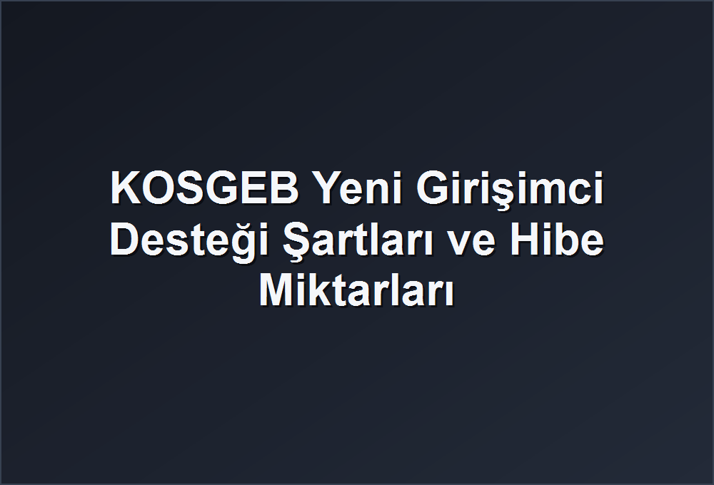 KOSGEB Yeni Girişimci Desteği Şartları ve Hibe Miktarları